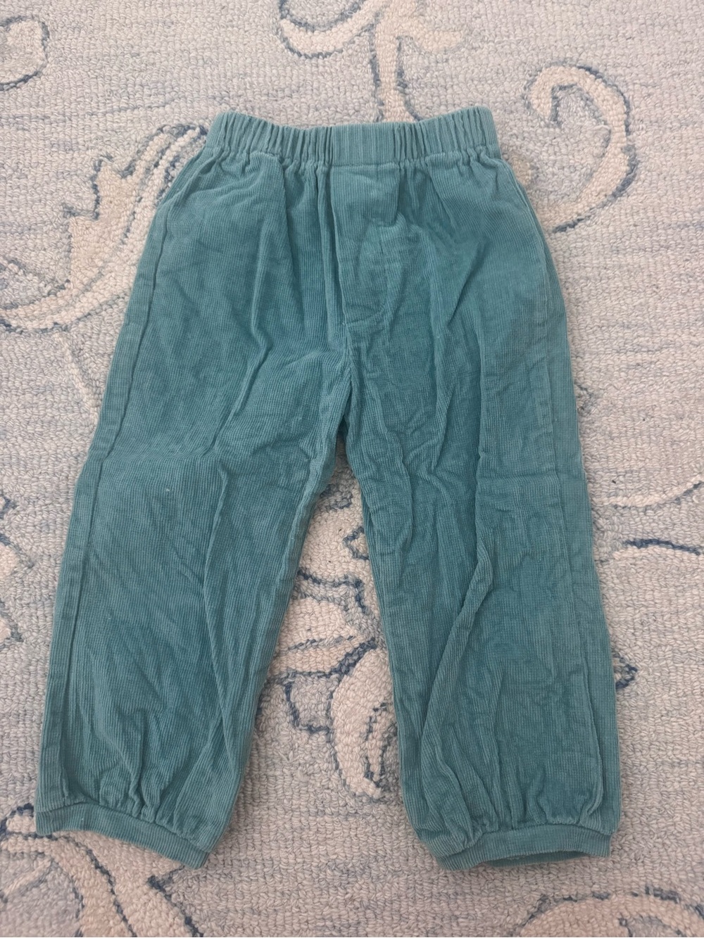 Little English Corduroy Elastic-Waist Pants in Teal. Size 24m